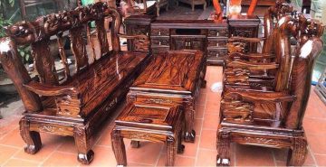 Combo bộ bàn ghế Minh Quốc tay 10 + kệ tivi gỗ Tràm (Anh Nhật, Thường Tín)