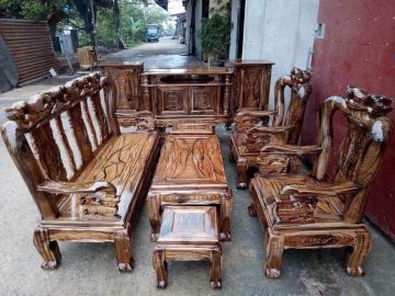 Combo bộ bàn ghế quốc đào + kệ tivi gỗ tràm (Bác Dậu, Tuyên Quang)