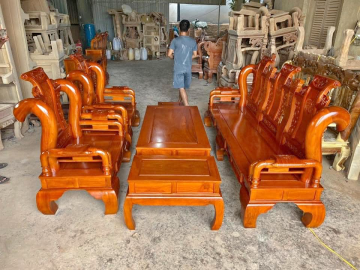 Bàn ghế Tần Thuỷ Hoàng tay 12 gỗ gõ đỏ ( Chú Quốc, Hà Tĩnh )