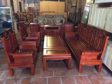 Bộ bàn ghế Âu Á tay hộp gỗ Tràm Vàng (Chú Lê, Ninh Bình)