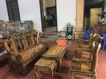 Bộ bàn ghế Quốc Đào gỗ Tràm tay 10 (Chú Khải, Lào Cai)