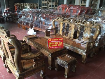 Bộ bàn ghế Quốc Đào tay 10 gỗ tràm (Chị Ly, Hà Tây)