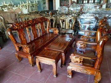 Bộ bàn ghế Minh Quốc gỗ tràm tay 10 (Cô Phúc, Sóc Sơn)