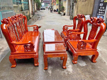 Bộ bàn ghế Minh Quốc tay 10 gỗ xoan (Anh Tiến, Thanh Hóa)