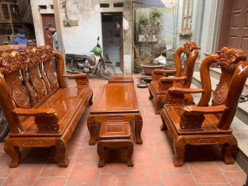 Bộ bàn ghế quốc voi tay 12 gỗ lim (Chị Hà, Hải Dương)