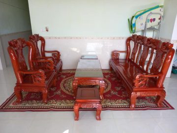 Bộ bàn ghế Minh Quốc tay 10 gỗ sồi Nga (Cô Hải, Hưng Yên)