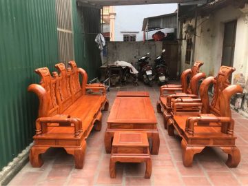Bộ bàn ghế tần thủy hoàng tay 12 gỗ hương (Anh Hải, Hưng Yên)