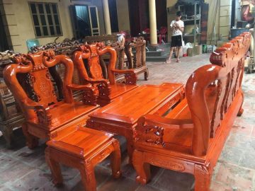 Bộ bàn ghế Minh Quốc tay 10 gỗ xoan ta (Anh Thái, Hòa Bình)