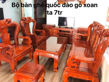 Combo bộ bàn ghế quốc đào + kệ tivi gỗ xoan ta (Chú Linh, Vĩnh Phúc)
