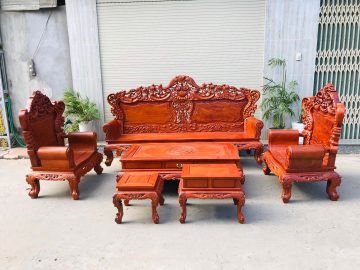 Bộ bàn ghế Louis hoàng gia, gỗ hương đá (Chú Cừ, Nam Định)
