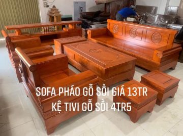 Combo bộ bàn ghế sofa pháo + kệ tivi gỗ sồi Nga (Anh Hùng, Bắc Ninh)