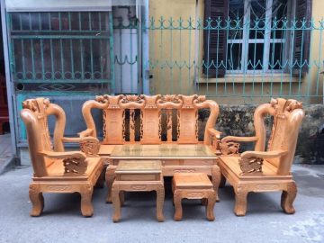 Bộ bàn ghế Minh Quốc tay 10 gỗ sồi Nga (Anh Huy, Hải Phòng)