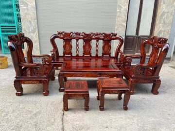 Bộ bàn ghế Quốc đào tay 10 gỗ tràm ( Chú Ngà, Sóc Sơn)