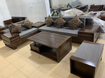 Bàn ghế sofa gỗ sồi ( Chị Hoa, Hải Dương)
