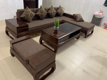 Bàn ghế sofa chân quỳ gỗ sồi (Anh Dân, Hà Nội)