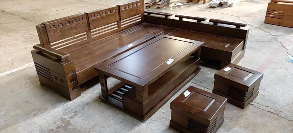 Bộ bàn ghế sofa gỗ sồi (Chị Thanh, Hải Dương) - Đồ Gỗ Ngọc Anh