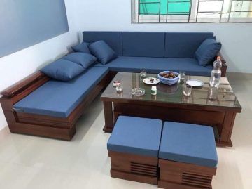 Bộ bàn ghế sofa gỗ sồi (Chị Thanh, Hải Dương)