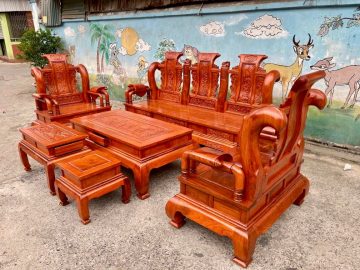 Bộ bàn ghế tần thủy hoàng, gỗ hương đá (Bác Phúc, Thái Bình)